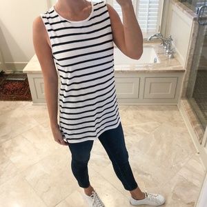 Retrod size S/P navy and white striped tank